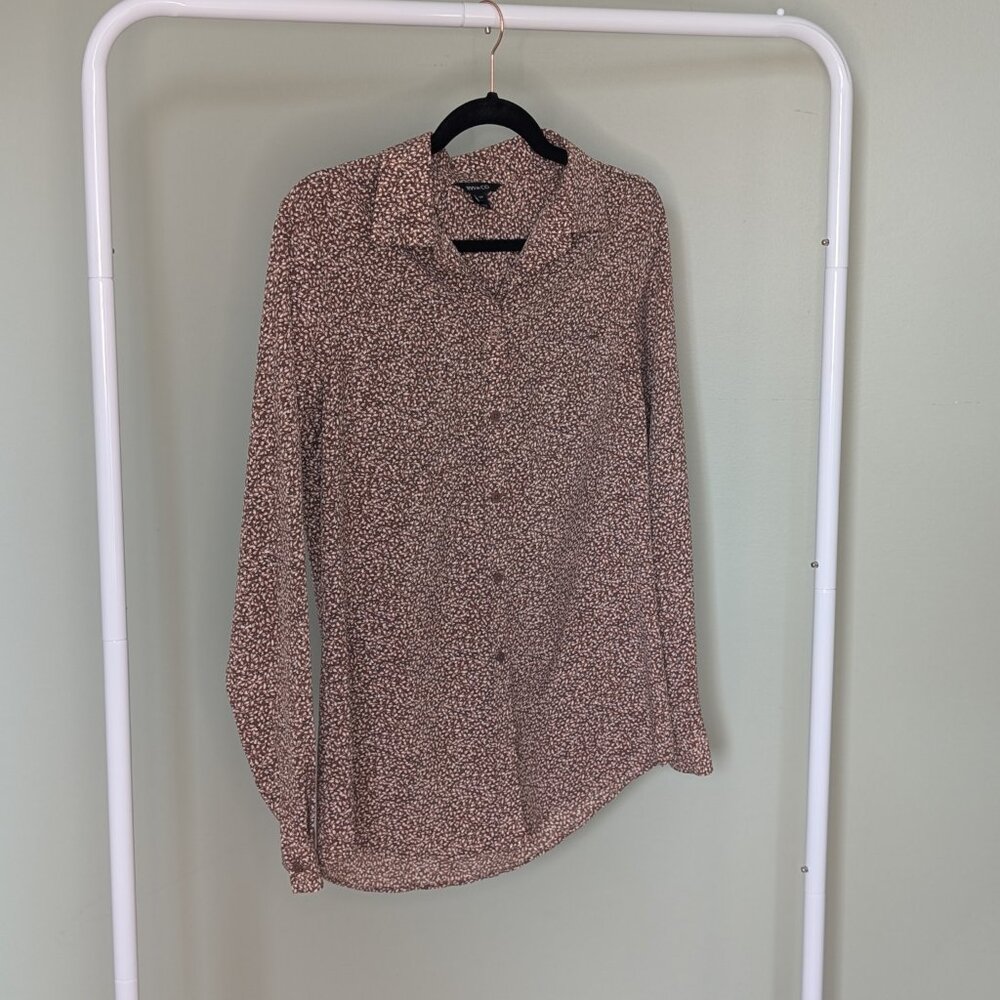 RW&CO Pink Feather Blouse S Romantic Collared